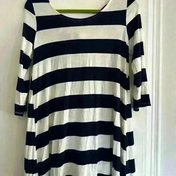 12pm by Mon Ami Womens Quarter Sleeve Striped Dress  Bow Tie Back. Americana. M. - Picture 6 of 9